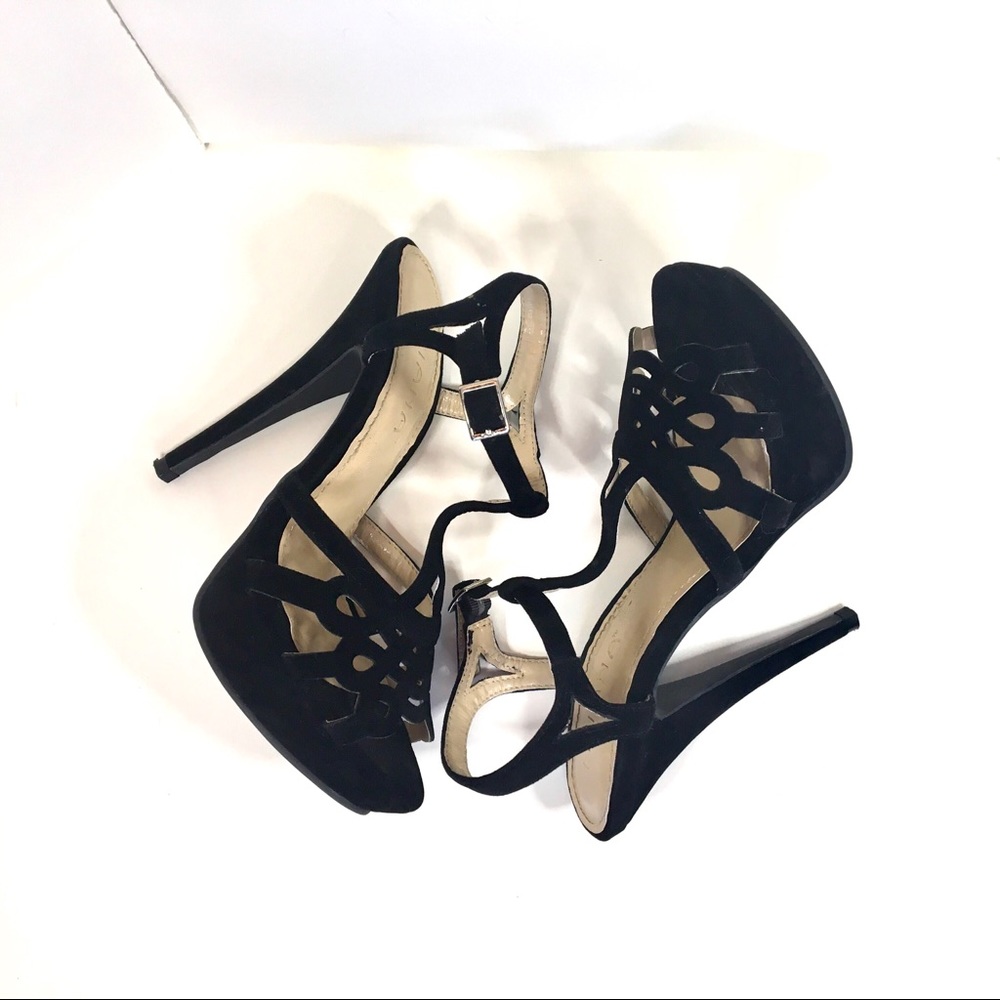 Velvet T-strap Platform Heels